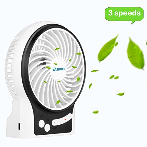 Etmury USB Ventilator, Fan Tischventilator Standventilator Mini für den Schreibtisch mit An/Aus-Schalter,Mini Fan 3 Geschwindigkeiten Lüfter mit LED Licht Upgrade Ventilatoren, Kühlventilator Tischventilator Laptop-Fan für Haus, Büro, Reise, Picknick, Kampieren, Innen- und Außenbereich