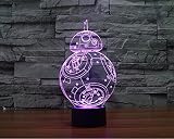 SmartEra® USB Star Wars Charakter Film BB8 Roboter sieben Farbwechsel LED-Touch-Taste 3D Optische Täuschung Schreibtischlampe - 2