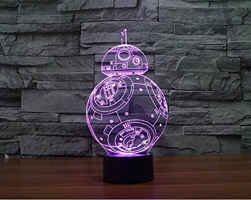 SmartEra® USB Star Wars Charakter Film BB8 Roboter sieben Farbwechsel LED-Touch-Taste 3D Optische Täuschung Schreibtischlampe - 2