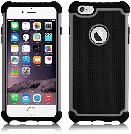 [ iPhone SE Case] SOOPER Defender Heavy Duty Protective Hybrid Cover Case For Apple iPhone 5s , iPhone SE Case (Grey) + Free Highest quality Japanese PET film 2 x FRONT screen protectors