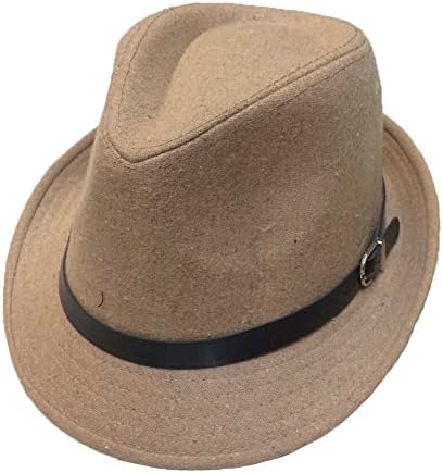 Unisex Women Men Fashion Autumn Winter Warm Belt Decoration Jazz Hat Caps Camel