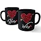 DashingArts " Husband Wife" Couple Matching Coffee Mug of Set of 2 Black Ceramic Mug with Handle Pack of 2 Best Gifts…