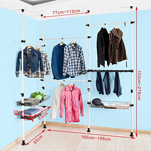 SoBuy® Teleskop Garderoben System, Kleideraufbewahrungssystem, Regalsystem, FRG38 - 3