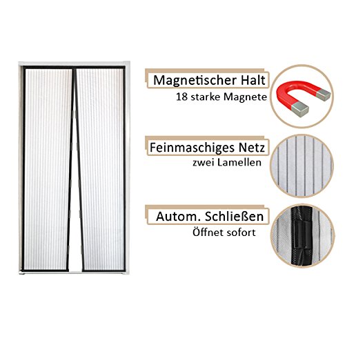 Moskitonetz mit Magnetverschluss mit 18 starken Magneten 100 x 210cm – perfekter Schutz vor Insekten individuell kürzbar - 5