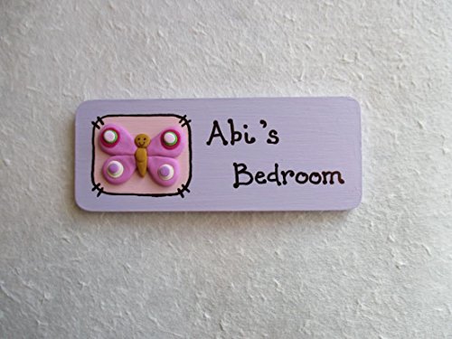 Personalised Handmade Butterfly Door Name Plate, Girls Bedroom Door Plaque, Gift Ideas for Girls, Pink Butterfly Fairy Presents