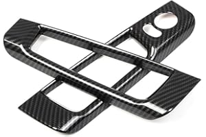 PIUGILH Autotür Innenverkleidung Griffmulde Geeignet für Fiat 500 Abarth 595 2010-2022,Auto Rückspiegel Einstellung Schalter Rahmen Abdeckung für Fiat 500 Zubehör (ABS-Kohlefaser)