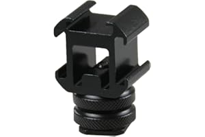 Aisnyho Triple Cold Shoe Mount Adapter Metal Camera Shoe Bracket for Lights, Microphones, Audio Recorder & Studio Flash Bracket Video Camera