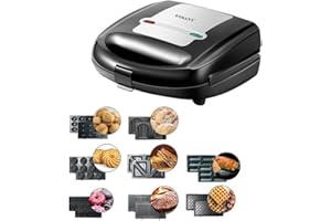 SOKANY 8-IN-1 Multifonctionnesgerät 750W [ Sandwichmaker, fer à gaufres, grill à contact, bouilloire, hot dog, noix, biscuits, gâteau Madeline ] 8 plaques anti-adhésion, nettoyage facile