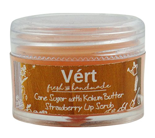 Vert Natural Handmade Cane Sugar - Kokum Butter Strawberry Lip Scrub - 0.3 Ounce Parabens Free