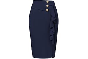 Belle Poque Women Wok Pencil Skirt Bodycon Slim Fit Vintage Skirt with Ruffle