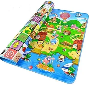 Shree Sai Collection Waterproof Double Side Baby Play Crawl Floor Mat for Kids Picnic School Home (Large Size -6 X 4 ft, Multicolour) with Zip Bag to Carry