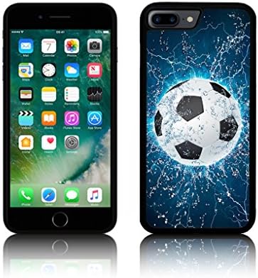 TPU Silicone 'Blue Soccer Football' Case for Apple IPHONE Silicone (iPhone 7, Black)