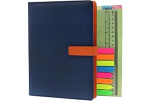 TSY Refillable Diaries, Journals & Notebooks, A5 Executive Personal Origaniser Ruled Notebook for Men Women, Leather Padded Cloth Cover Loose Leaf Notebook with Pen Loop and Magnetic Clip (Blue, A5)