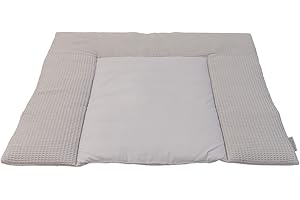 ULLENBOOM ® Wickelauflage 85x75 cm Waffelpiqué Grau (Made in EU) - Wickelunterlage Waschbar und für Unterwegs geeignet, Bezug: 100% OEKO TEX Baumwolle, Wickeltischauflage 75x85