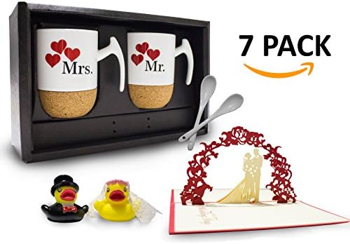 MIAMIOCoffee Mugs Set Mr & Mrs with Cork Bottom Gift for Bridal Pair (Wedding 2022)