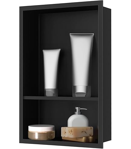 Nisjes badkamer Zwart Mat 60x30x10cm Inbouwnis Douche - - Online Sanitairwinkel