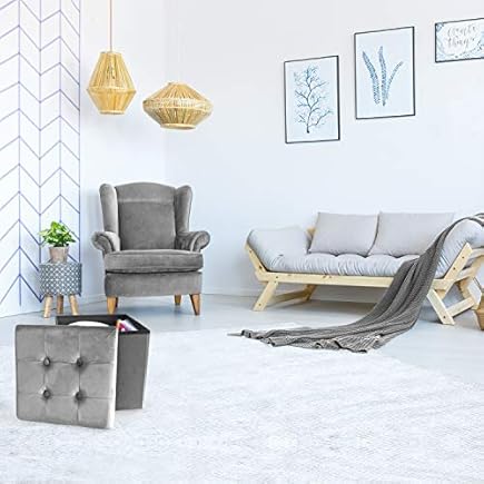 MaisonMaligne Sitzhocker faltbar mit Stauraum - Design Hocker 38 x 38 x