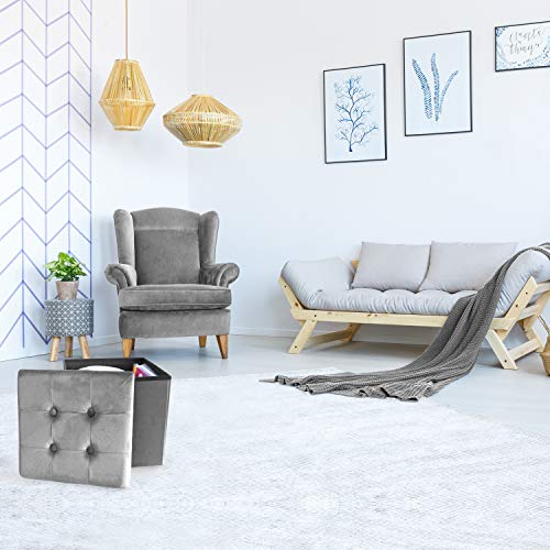 MaisonMaligne Sitzhocker faltbar mit Stauraum - Design Hocker 38 x 38 x