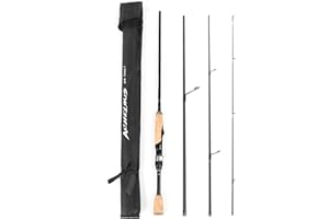 Benkeg Portable Travel Spinning Bass Fishing Rods,Portable Travel Spinning Fishing Rod Lightweight Carbon Fiber 4 Pieces Fishing Pole