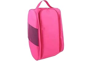 LSQCSN Golf Shoe Bag, Waterproof Football Boot Bag with Ventilation Breathable Shoe Storage, Multi-Purpose Durable Travel Rugby Shoe Organizer for Men Women Boys Girls (Rose red)
