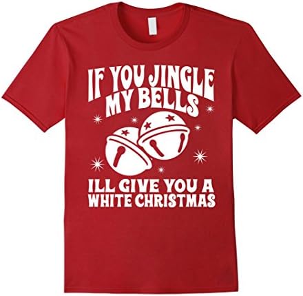 Men's If you Jingle my Bells White Christmas t shirt - Offensive Large Cranberry