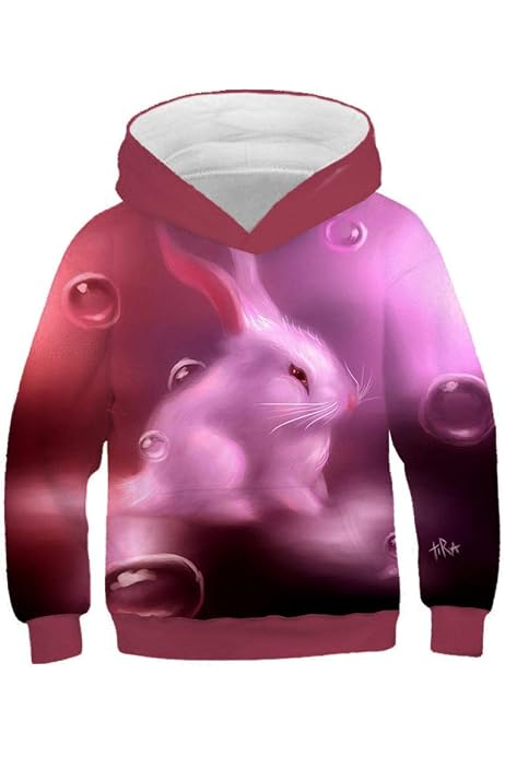 Sweat à Capuche Enfant Loveternal - Manches Longues - Imprimé 3D - Avec Poches - 5-13 Ans