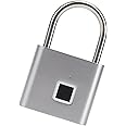 Daonphari Smart Lock Fingerprint Biometric Pad Lock With Upto 10 Fingerprint User,Retention 0.5 Sec Unlock Fingerprint Lock Ip56 Waterproof (Silver Finish, Biometric Padlock) - Stainless Steel