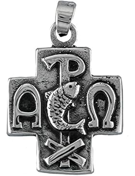 Anhänger Kreuz Christusmonogramm . Silber schmuck 925.
