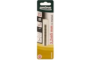 GRÖNE Punte per Trapano in Metallo Cobalto - Acciaio HSS - Set di Due - Alta Velocità di Taglio - Resistente a Temperature Estreme - Non Si Surriscalda - 3,2 mm 2 pz.