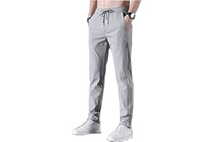 WOPEE Schnell trocknende Stretch-Hose für Herren, Klassische Business-Hose mit hoher elastischer Taille, Ultra-elastische, leichte, schnell trocknende Jogginghose aus Eisseide mit Tasche.