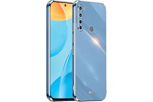 HONLEN Funda para Redmi Note 8 / Note 8 2021 (6.3" Inches), Carcasa de TPU de Silicona Suave, Diseño de Marco de Galvanoplastia - Azul Marino