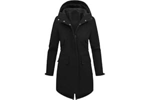 Tuopuda Veste Femme mi Saison Parka Imperméable en Polaire Blouson avec Capuche Décontracté Manteau Long à Fermeture éclair Manteau Printemps Automne