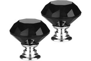 FBSHOP(TM) 2 PCS 30mm Schwarz Kristallglas Diamant Form Türknauf Griff Pull Knöpfe für Kinder Kid 's Room Schublade, Schrank, Chest, Bin, Kommode,Küche Schränke etc. mit Schrauben