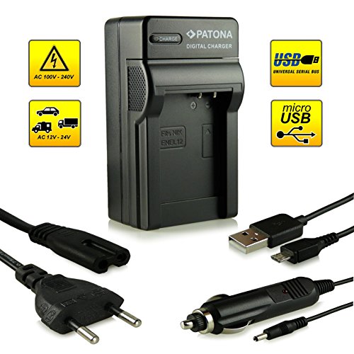 PATONA Chargeur   2x Premium Batterie EN-EL12 pour Nikon Coolpix AW100   AW110   P300   P330   S31   S70   S610   S620   S630   S640   S710