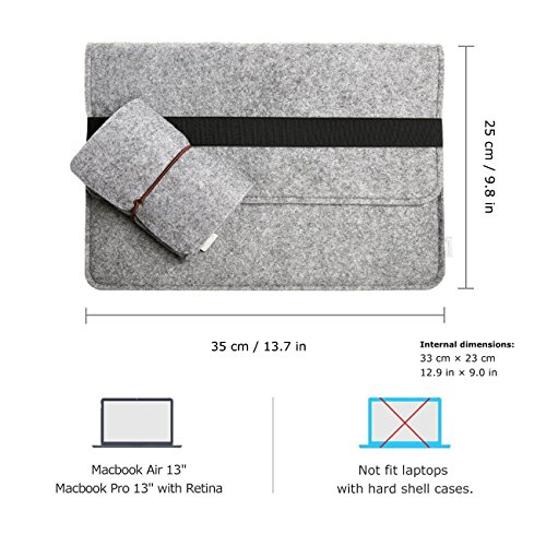 Inateck 13,3 Macbook Air Hülle Ultrabook Laptop Tasche Filz Sleeve Speziell für Macbook Pro 13 Retina und Macbook Air - 2