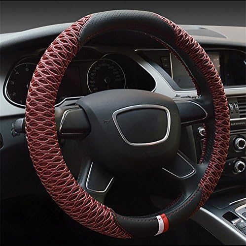 YAYUE Car Steering Wheel Cover, summer ice silk steering wheel protective cover, non-slip, breathable , red