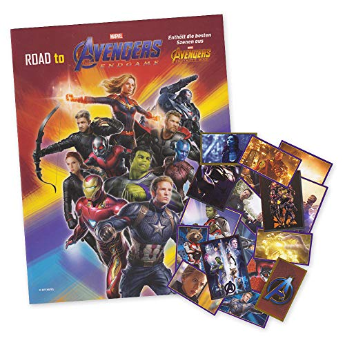 Preisvergleich Produktbild Marvel Avengers Endgame - Starter Album + 50 Sticker Karten gemischt (ohne Doppelte)