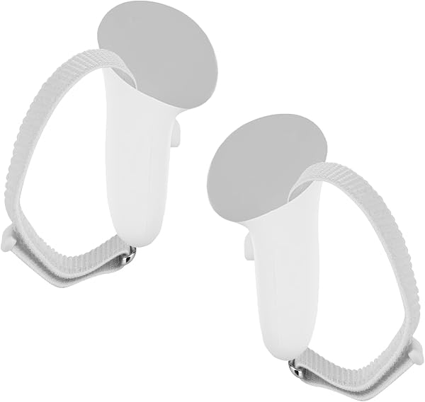 Fukaisu 2pcs VR Anti-Slip Controller Grips, White Plastic Nylon Adjustable Knuckle Straps Non-Slip Handle Cover & Protective Accessories for Meta Quest3/3s - 1