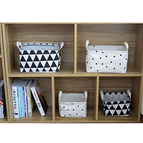 Fieans Lagerung Organizer Körbe Original Leinen und Stoff Aufbewahrungskorb Boxen Sets von 2-Weiß - 7