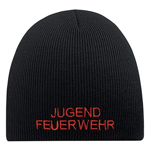 Preisvergleich Produktbild Beanie-Mütze mit Einstickung - Jugendfeuerwehr - 55609 Schwarz