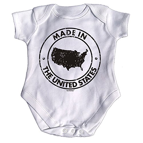 Fonfella Baby MADE IN THE UNITED STATES DESIGN Babygrow (0-3 Months SHORT SLEEVE - White)