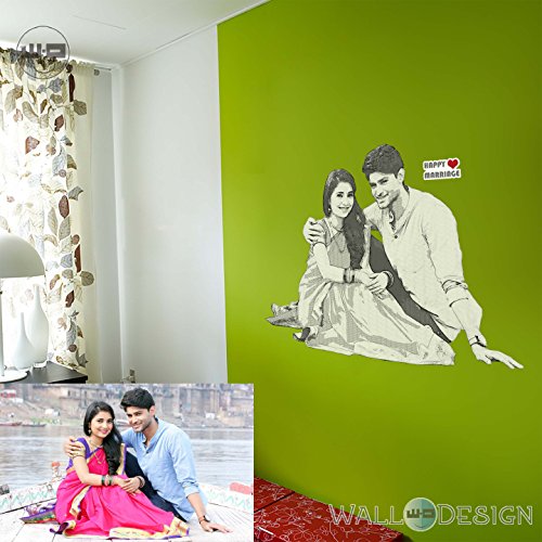 Walldesign Pencil Sketch Photo Gift Wall Sticker - Engrave Your Photos On The Wall - Creative Birthday / Anniversary Gift