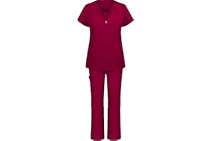 Battnot Set Kasack + Hose Damen Schlupfjacke + Schlupfhose Schlupfkasack + Schlupfhose Set Medizin Arzt Uniform Schlupfjacke Oberteil mit Hose Medizinische Berufskleidung Arbeitskleidung