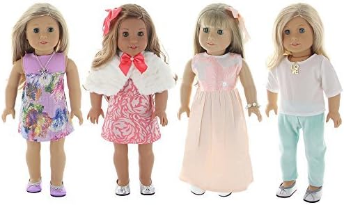 Holiday 4 Outfit Package, Doll Clothes Set, fits American Girl Dolls, or an 18" Doll - by PZAS Toys