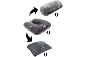 daydream 3 in 1 Nackenkissen mit Mikroperlen - Nackenhörnchen, Reisekissen und Nackenrolle in einem - auch für Camping, Grau