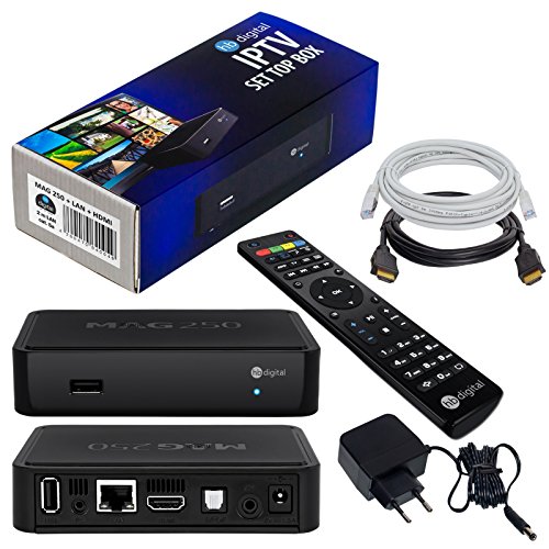 MAG 250 Original IPTV SET TOP BOX Multimedia Player Internet TV IP Receiver + HB Digital LAN und HDMI Kabel