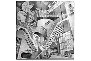 Giallobus - Impression sur toile - Maurits Cornelis Escher - Relativité - Verre acrylique - 100x100 - Prêt à accrocher - Peintures pour la maison