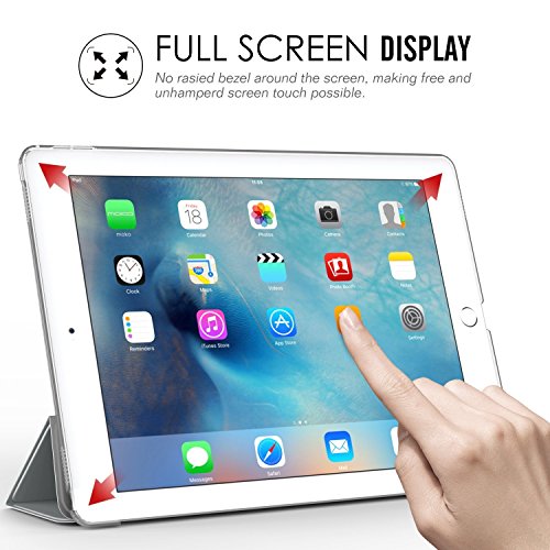MoKo Hülle für iPad Pro 9.7 - PU Leder Tasche Schutzhülle Schale Smart Case mit Translucent Rücken Deckel, mit Auto Schlaf / Wach Funktion und Stanfunktion für Apple iPad Pro 9.7 Zoll Tablet, Grau