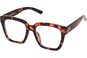 KISS HORNI Occhiali da Vista Donna – Design Oversize & Borchiette Decorative – Montatura Squadrata in Policarbonato – Lenti Trasparenti con Protezione UV & Filtro Anti Luce Blu per PC, Smartphone TV