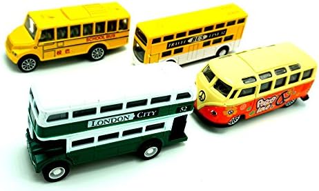 Set of Diecast Metal Bus, 4 Pieces of Diecast Metal Bus